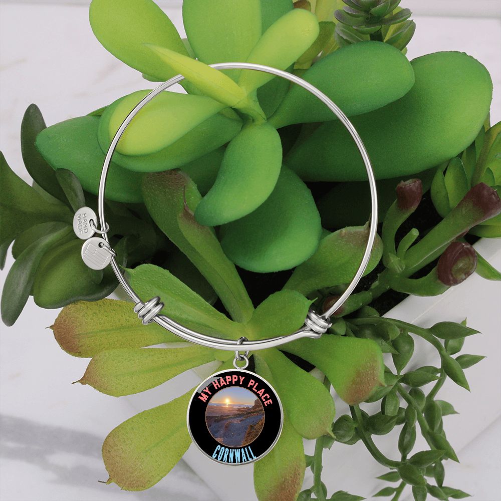 HAPPY PLACE CORNWALL Bangle Bracelet - Premium Jewelry Made in the USA – Personalized & Custom Engraved