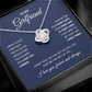 To My Girlfriend Eternal Love Knot Heart Necklace Message Card Mahogany Style Luxury Box